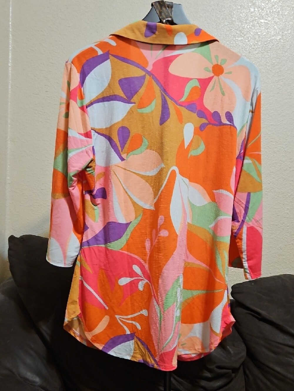 Sew In Love Multicolor Ruched Button-Down Blouse - Picture 4 of 6